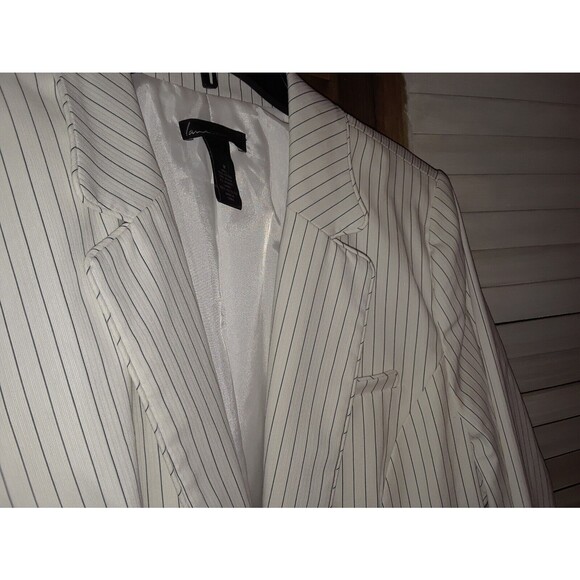 Lane Bryant The Bryant Blazer Size 18 One Button White Pinstripe Notch Lapel - Picture 3 of 10